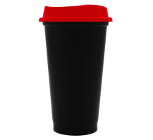 Стакан с крышкой Color Cap Black, черный с красным