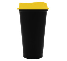 Стакан с крышкой Color Cap Black, черный с желтым