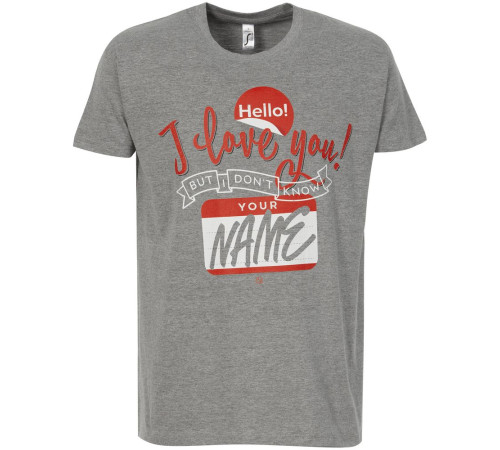 Футболка Hello! I Love You!, серый меланж