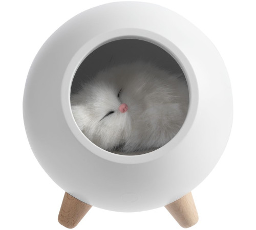 Беспроводная лампа-колонка Right Meow, белая