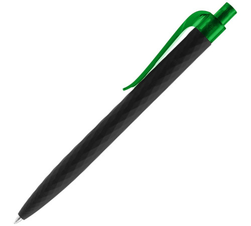 Ручка шариковая Prodir QS01 PRT-T Soft Touch, черная с зеленым
