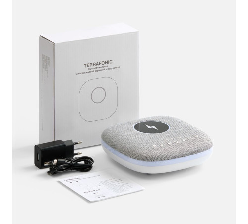 Bluetooth-колонка с беспроводной зарядкой и подсветкой Terrafonic, серая