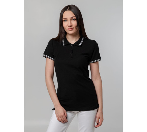 Рубашка поло женская Virma Stripes Lady, черная Рубашка поло женская Virma Stripes Lady, черная