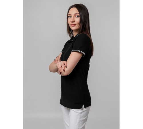 Рубашка поло женская Virma Stripes Lady, черная Рубашка поло женская Virma Stripes Lady, черная