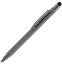 Ручка шариковая Atento Soft Touch со стилусом, серая
