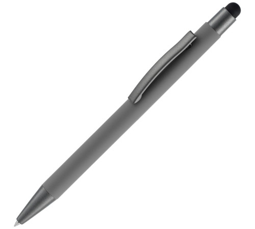 Ручка шариковая Atento Soft Touch со стилусом, серая