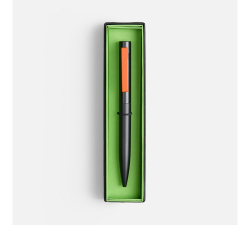 Ручка шариковая Inkolor в футляре, черная с оранжевым