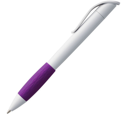 Ручка шариковая Grip, белая с фиолетовым Ручка шариковая Grip, белая с фиолетовым