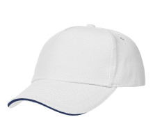 Бейсболка Classic, белая с темно-синим кантом