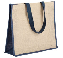 Холщовая сумка для покупок Bagari с синей отделкой