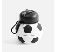 Складная бутылка для воды Football Flex, белая с черным
