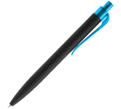 Ручка шариковая Prodir QS01 PRT-T Soft Touch, черная с голубым