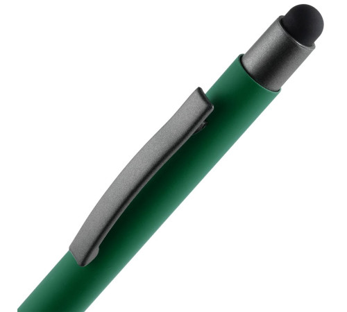 Ручка шариковая Atento Soft Touch со стилусом, зеленая