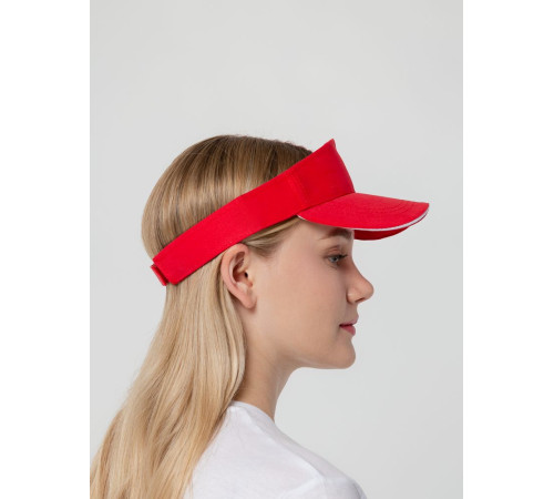 Козырек Active, красный с белым кантом