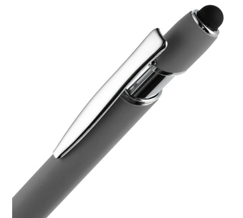 Ручка шариковая Pointer Soft Touch со стилусом, серая