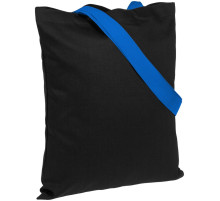 Холщовая сумка BrighTone, черная с ярко-синими ручками