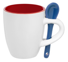 Кофейная кружка Pairy с ложкой, красная с синей