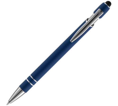 Ручка шариковая Pointer Soft Touch со стилусом, темно-синяя