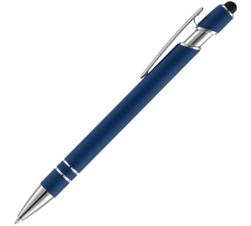 Ручка шариковая Pointer Soft Touch со стилусом, темно-синяя
