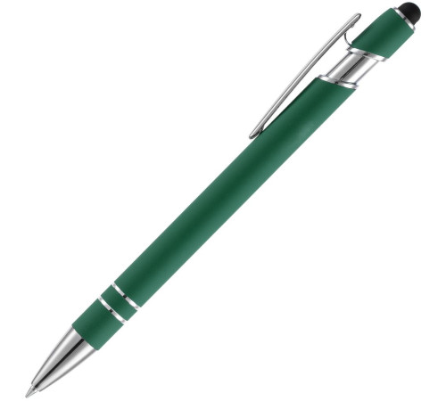 Ручка шариковая Pointer Soft Touch со стилусом, зеленая