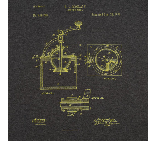 Футболка приталенная Old Patents. Coffee Mill, черный меланж
