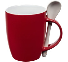 Кружка с ложкой Cheer Up, ver.2, красная
