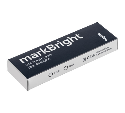 Флешка markBright с синей подсветкой, 32 Гб