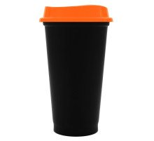 Стакан с крышкой Color Cap Black, черный с оранжевым