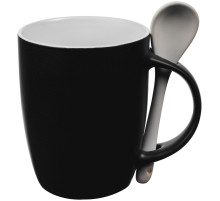Кружка с ложкой Cheer Up, ver.2, черная